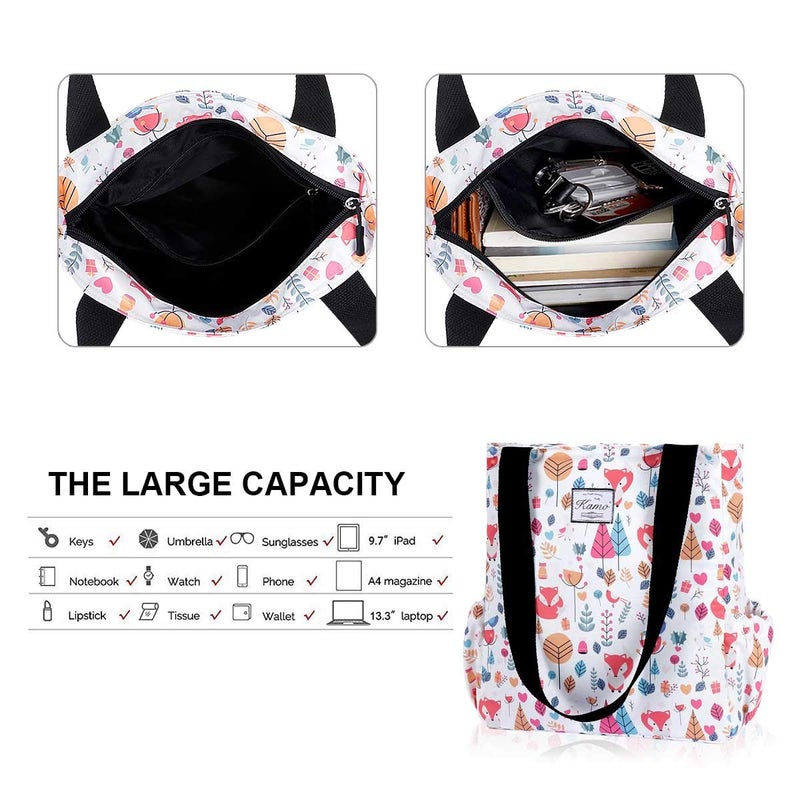 KAMO Floral Tote Bag - Waterproof Lightweight Handbags Travel Shoulder Bag for Hiking Yoga Gym Swimming Travel Beach - Image 5